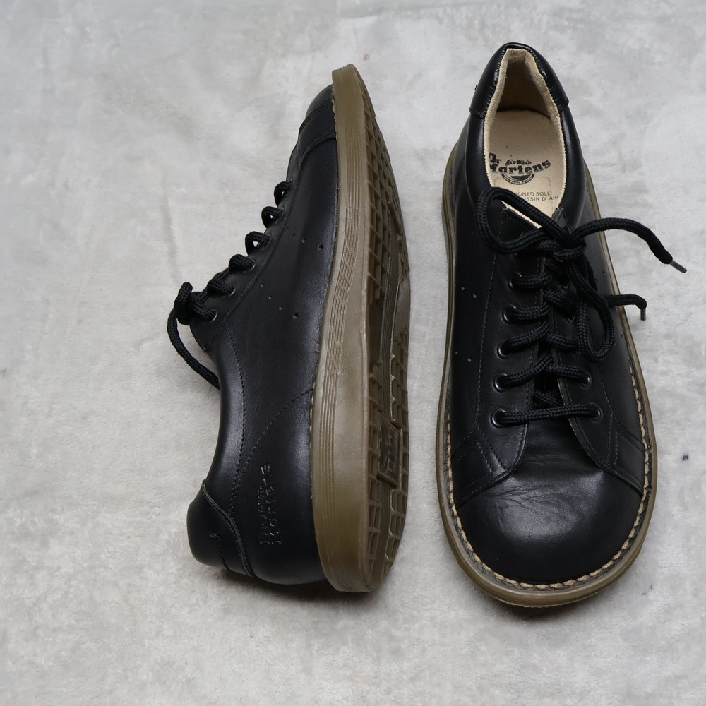 Dr. Martens Mens 8 Sneakers Black Leather Low Top Lace Up Oxford Casual VTG NEW?